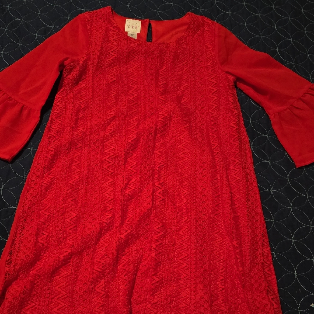 Elegant Red Lace Kids Dress